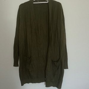 Dark Green Cardigan with Pockets, 2X‎